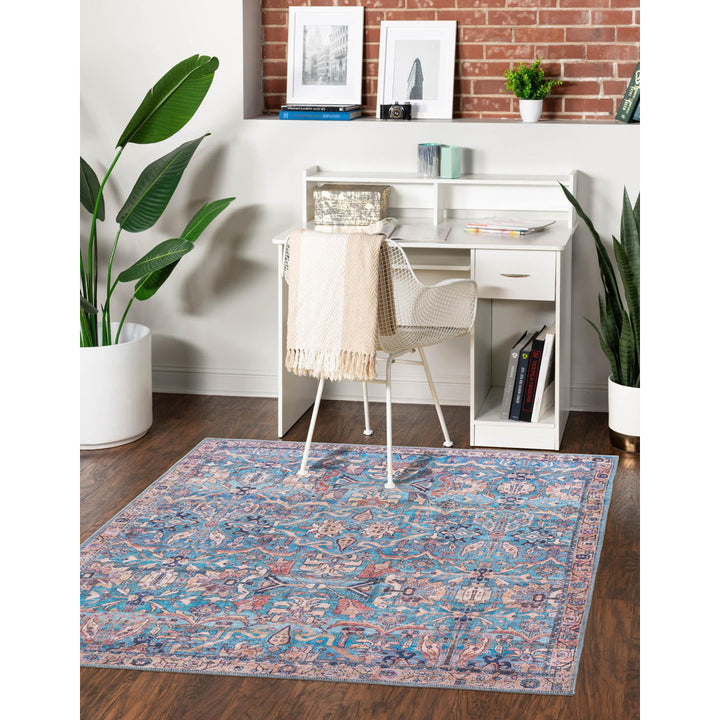 Enger Blue Area Rug Mistana™ Rug Size: Square 7'3"