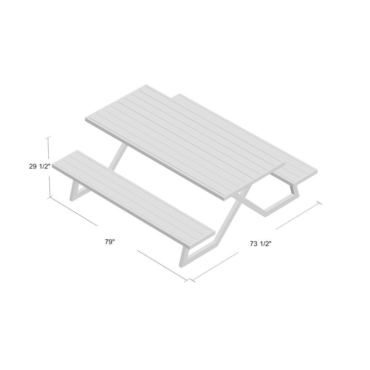 Vivere Bima Banquet Deluxe Aluminum Picnic Table with Umbrella Hole Orren Ellis