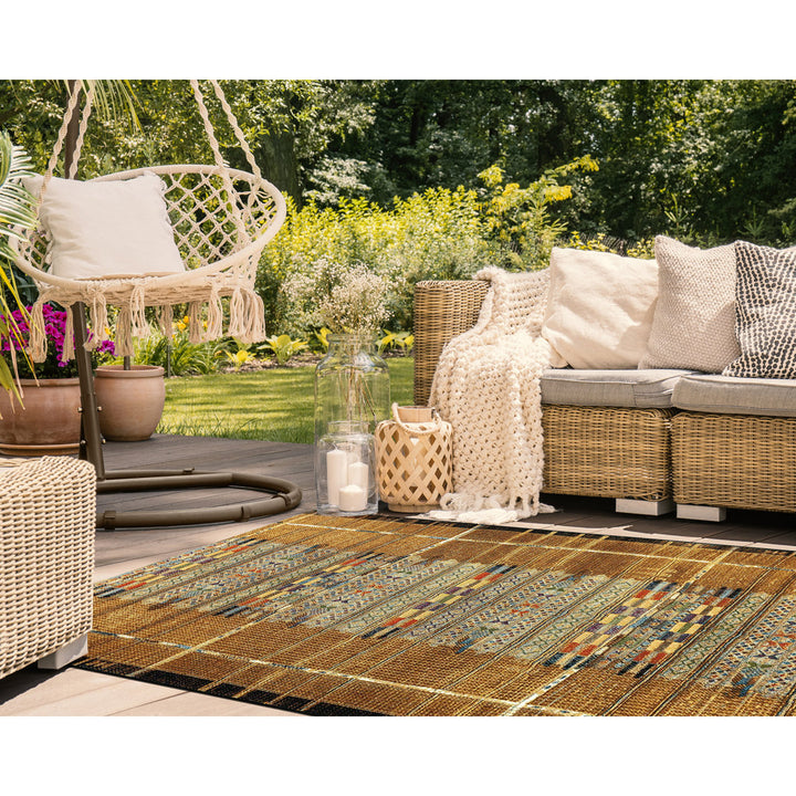Augustus Southwestern Flatweave Gold Indoor/Outdoor Area Rug Mistana™ Rug Size: Rectangle 7'10" x 9'10"