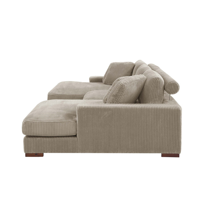 Cabbar 3-Piece Upholstered Sectional Wade Logan® Body Fabric: Camel Corduroy