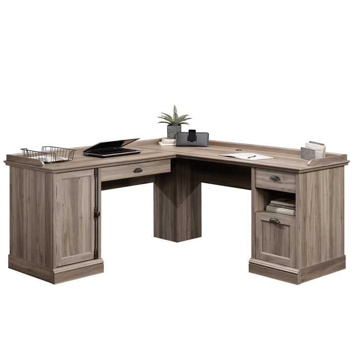 Evanjames L-Shaped Executive Desk Gracie Oaks Color: Salt Oak