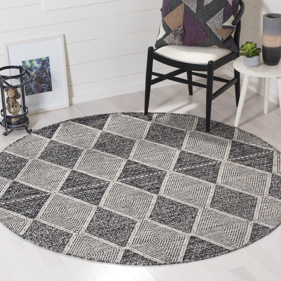 Bester Hand Woven Cotton Geometric Rug Dakota Fields Rug Size: Round 6'