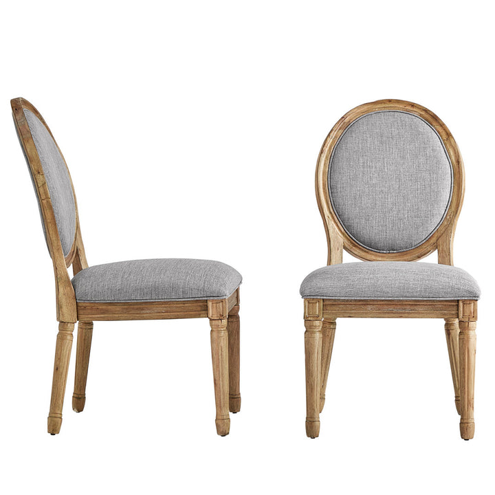 Libretto Linen Upholstered Side Chair (Set of 2) Kelly Clarkson Home Color: Gray Linen, Leg Color: Natural
