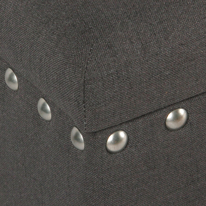 Collantes Upholstered Storage Bench Alcott Hill® Upholstery: Charcoal/Mattet Chrome Nailhead