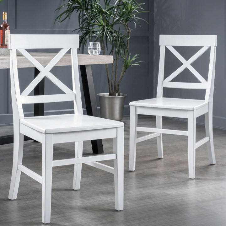 Hitz Solid Wood Cross Back Side Chair (Set of 2) Charlton Home® Color: White