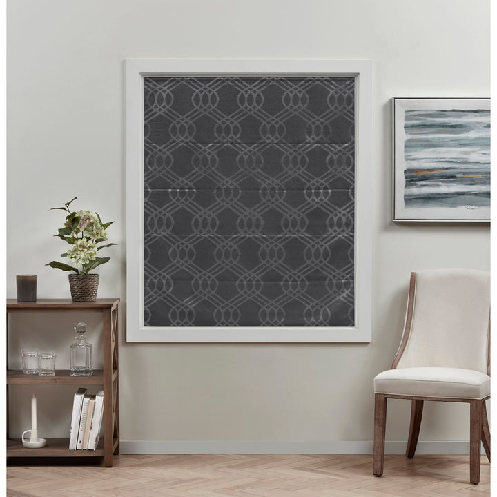 Exclusive Home Prague Trellis 100% Blackout Roman Shade Amalgamated Textiles Color: Gray Width: 31" W