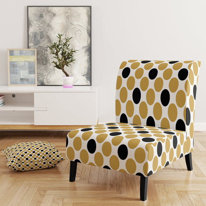 Golden Polka Dot - Mid-Century Upholstered Slipper Chair East Urban Home