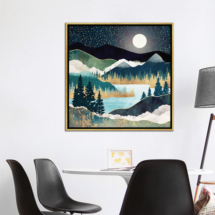 Star Lake' by SpaceFrog Designs - Print East Urban Home Size: 37" H x 37" W x 1.5" D Format: Gold Framed Canvas