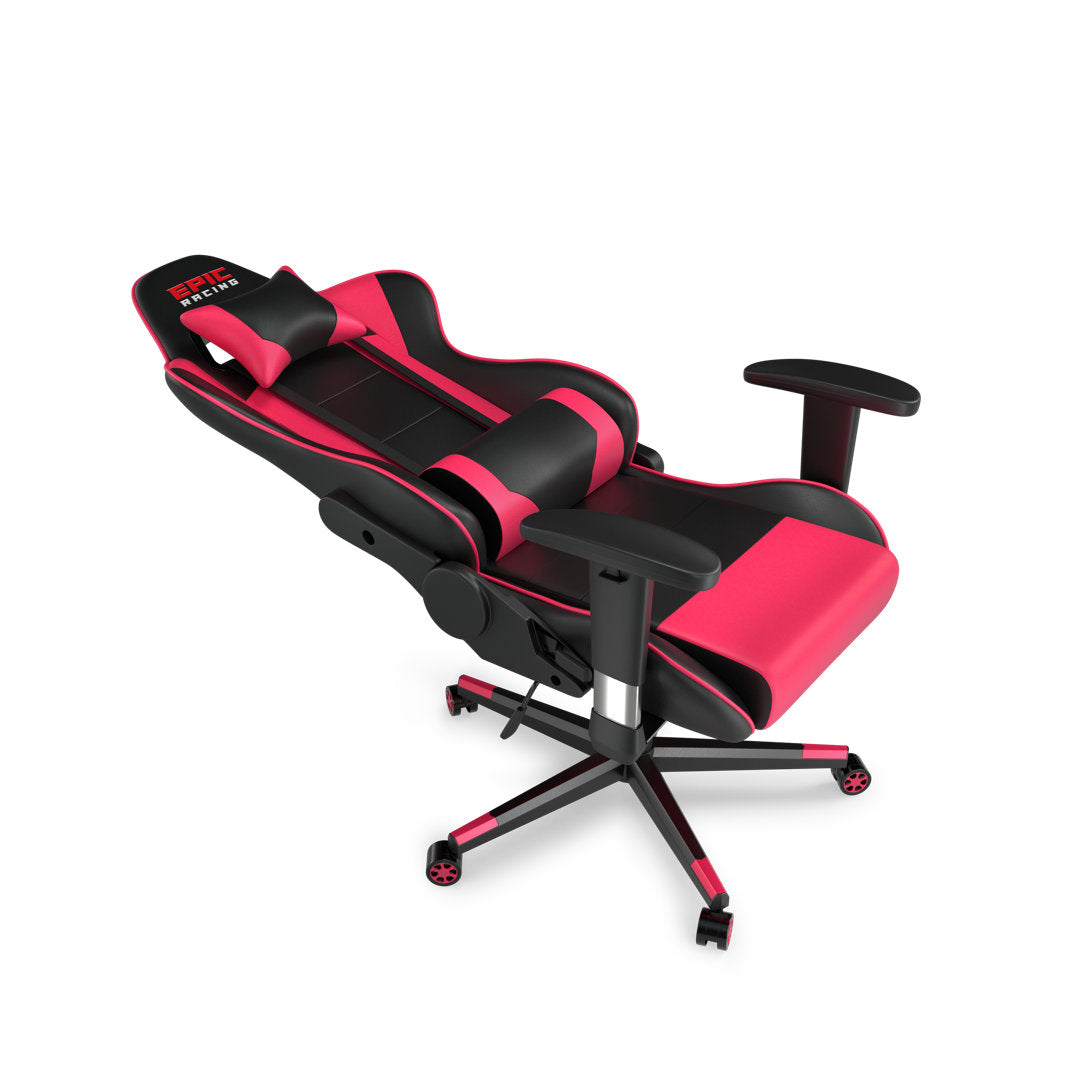 Adjustable Reclining Ergonomic Faux Leather Swiveling PC & Racing Game Chair Epic Racing Color: Fuchsia