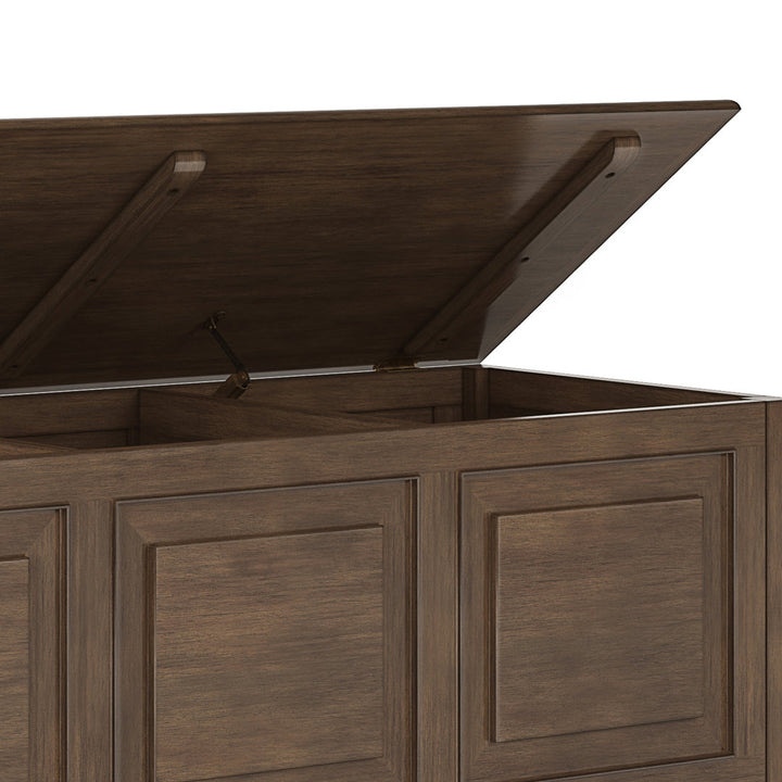 Connaught Wood Flip Top Storage Bench Simpli Home