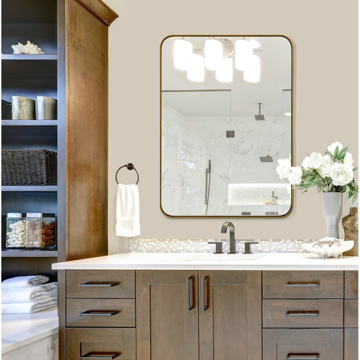 Markhai Modern Accent Mirror Orren Ellis Size: 36" x 24" Finish: Dark Champagne