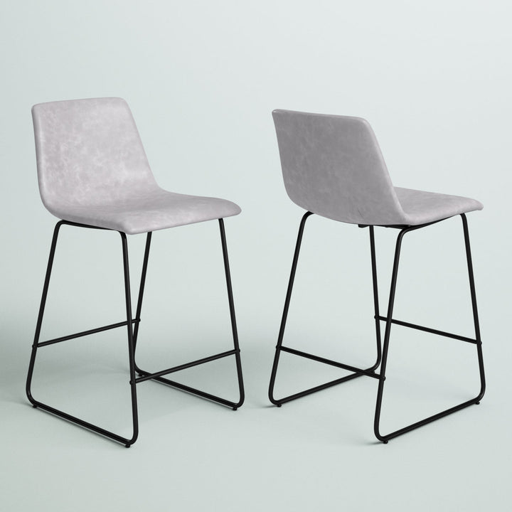 Liekele Upholstered Counter Height Modern Dining Stools by Flash Furniture (Set of 2) Ivy Bronx Seat Height: Counter Stool (24” Seat Height), Upholstery: Light Gray Faux Leather