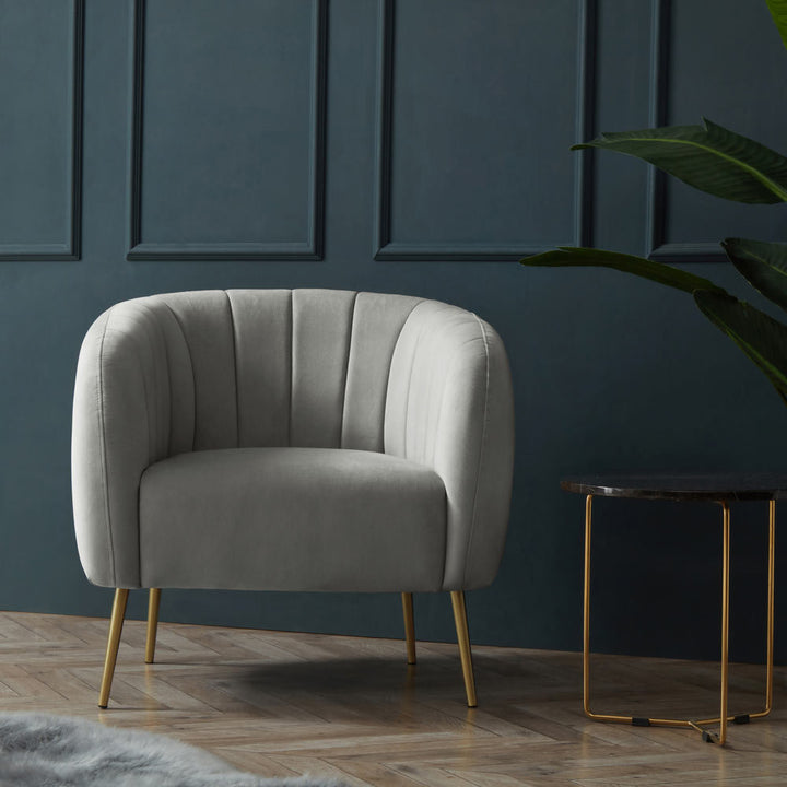Samouri Modern Channel Tufted Barrel Accent Chair Willa Arlo™ Interiors Fabric: Dove Polyester