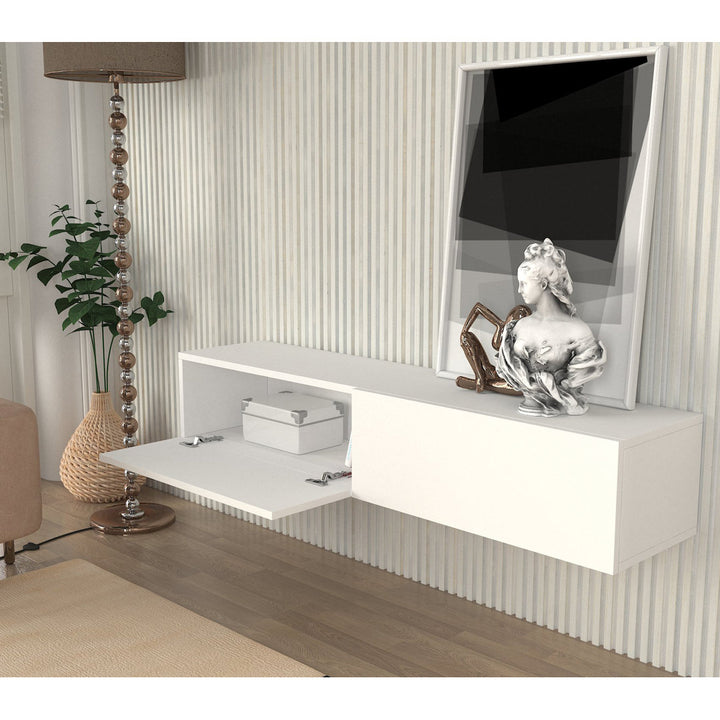 Dashay 53.15'' W Floating Storage Credenza Ebern Designs Color: White