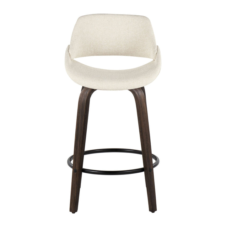 Lakyia Upholstered Bar & Counter Stool with Round Footrest George Oliver Upholstery: Cream, Seat Height: Counter Stool (26" Seat Height)