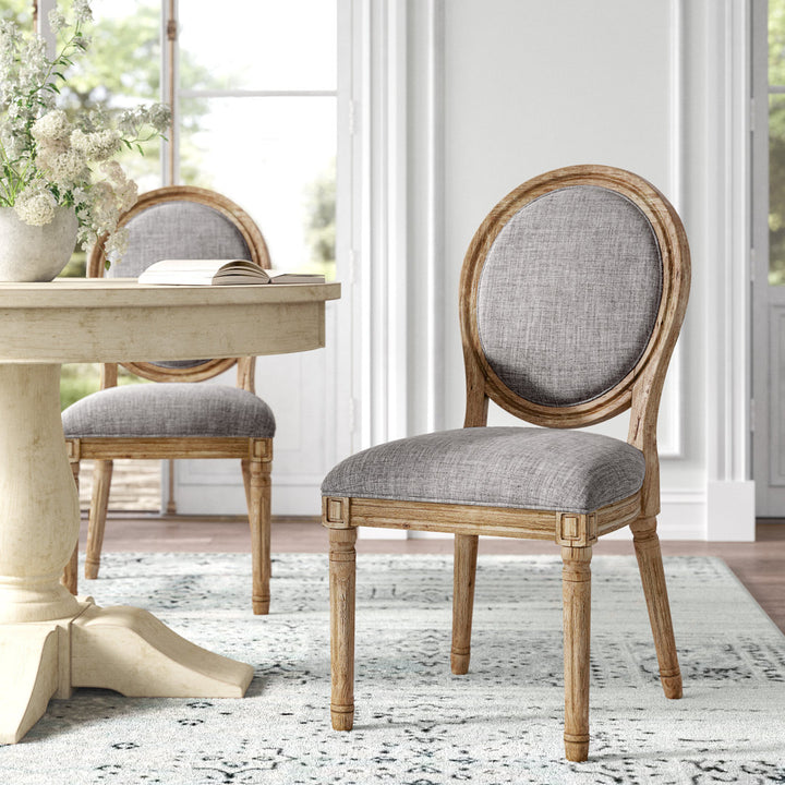 Libretto Linen Upholstered Side Chair (Set of 2) Kelly Clarkson Home Color: Gray Linen, Leg Color: Natural