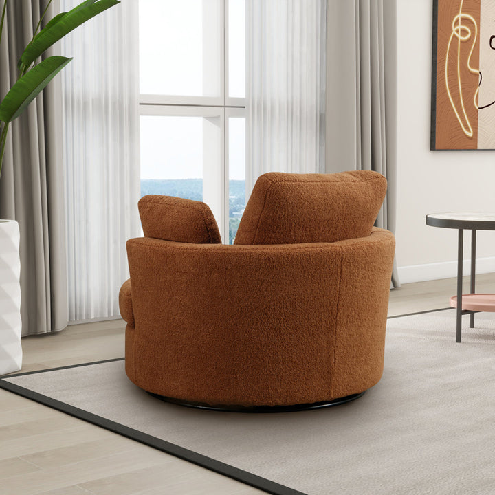 42" Wide Slipcovered Swivel Barrel Chair Latitude Run® Body Fabric: Caramel Boucle