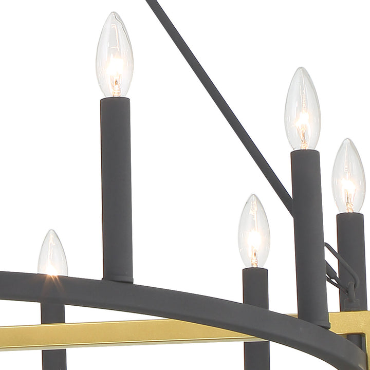 Avalee 12 - Light Living Room Steel Dimmable Wagon Wheel Chandelier UL Certified Lark Manor™ Finish: Black