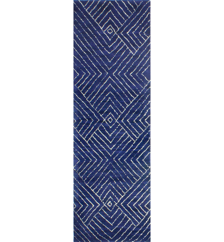 Utsey Geometric Handmade Tufted Wool Navy Area Rug Mercury Row® Rug Size: Runner 2'6" x 8'