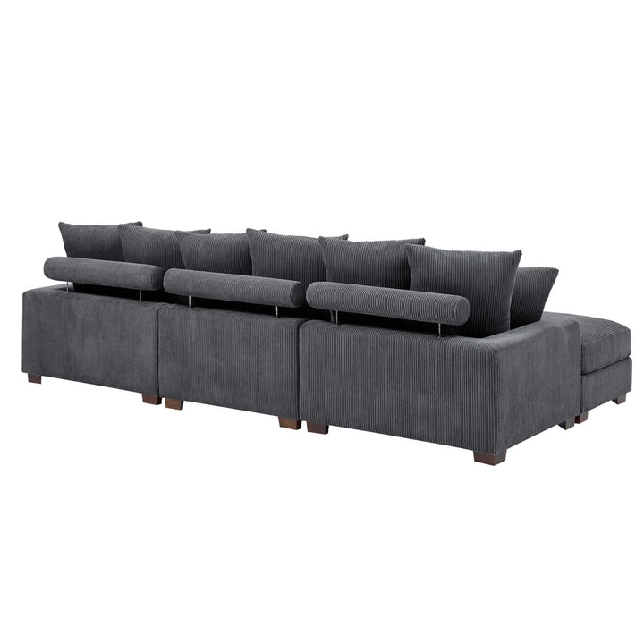 Ashira 126.5" Wide Reversible Modular Corner Sectional with Ottoman Wade Logan® Body Fabric: Gray Corduroy