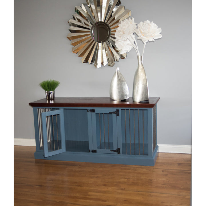 Damien Double Wide Credenza Pet Crate Archie & Oscar™ Top Finish: Concord Cherry, Base Finish: Caribbean Dream