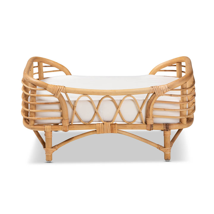Malino Modern Bohemian  Natural Brown Rattan Pet Bed With Cushion Tucker Murphy Pet™