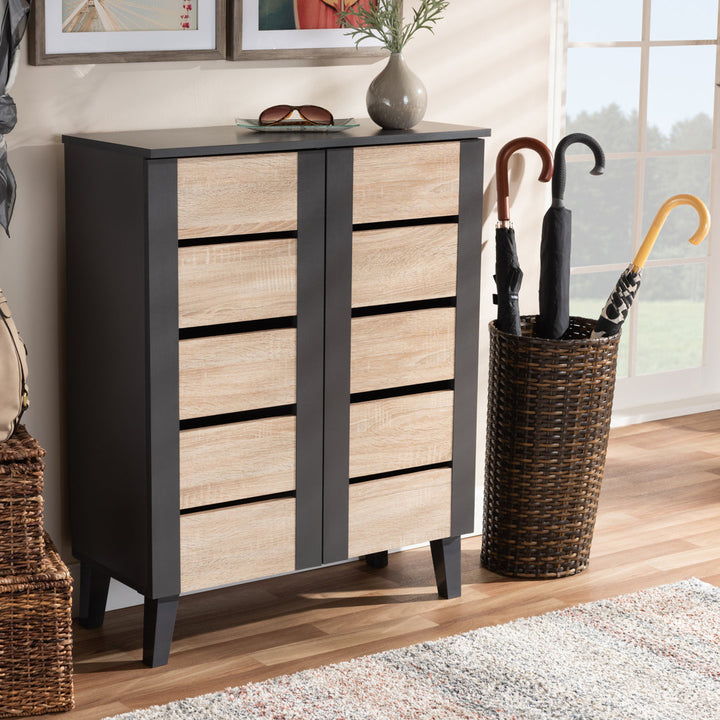 2-Door Wood Entryway 8 Pair Shoe Storage Cabinet Mercury Row®