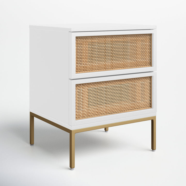 Prudhoe 2 Drawer Solid Wood Nightstand Sand & Stable™ Color: Gold/White