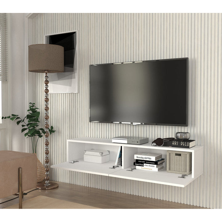 Dashay 53.15'' W Floating Storage Credenza Ebern Designs Color: White