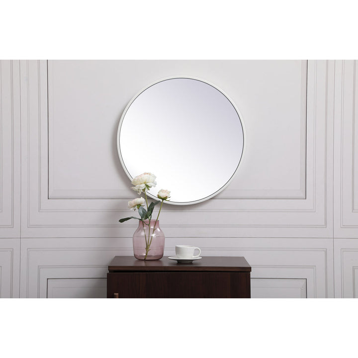 Sabine Metal Round Wall Mirror RE/FINE™ Size: 21" x 21" Finish: White