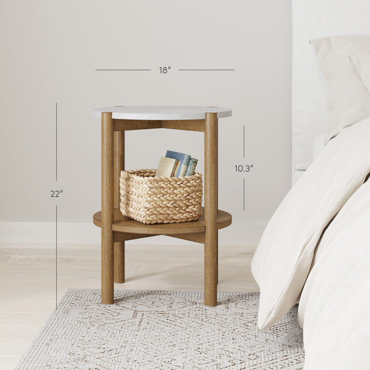 Augutė Round Accent Side Table With Marble Top Wade Logan®