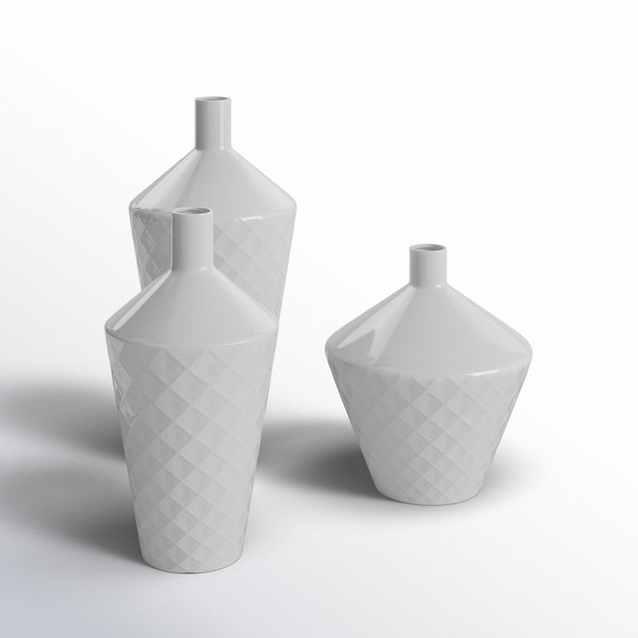3 Piece Lavalley White Procelain Table Vase Set Wade Logan®