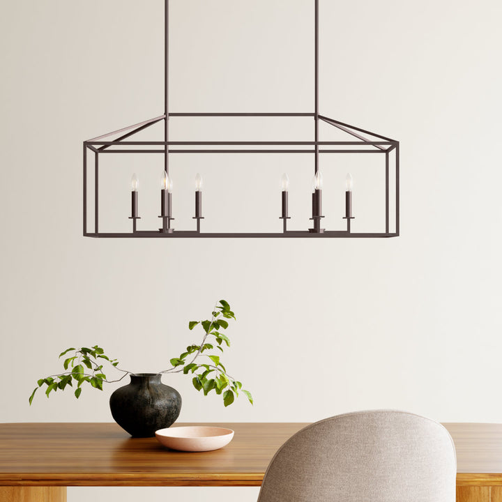 Ellis 8 - Light Kitchen Island Rectangle Pendant Joss & Main Finish: Bronze, Bulb Included: No