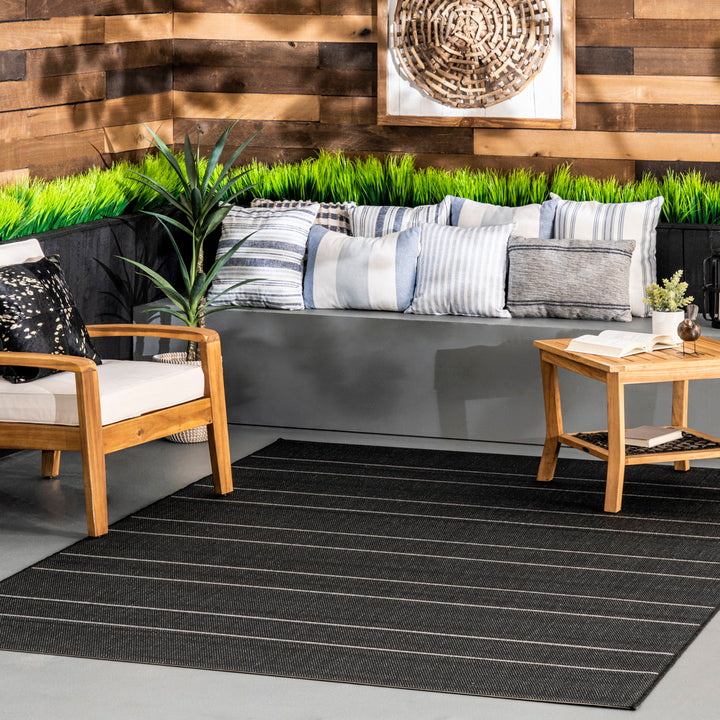 Randall Striped Machine Woven / Power Loomed Indoor/Outdoor Patio Rug Union Rustic Rug Size: Square 8'