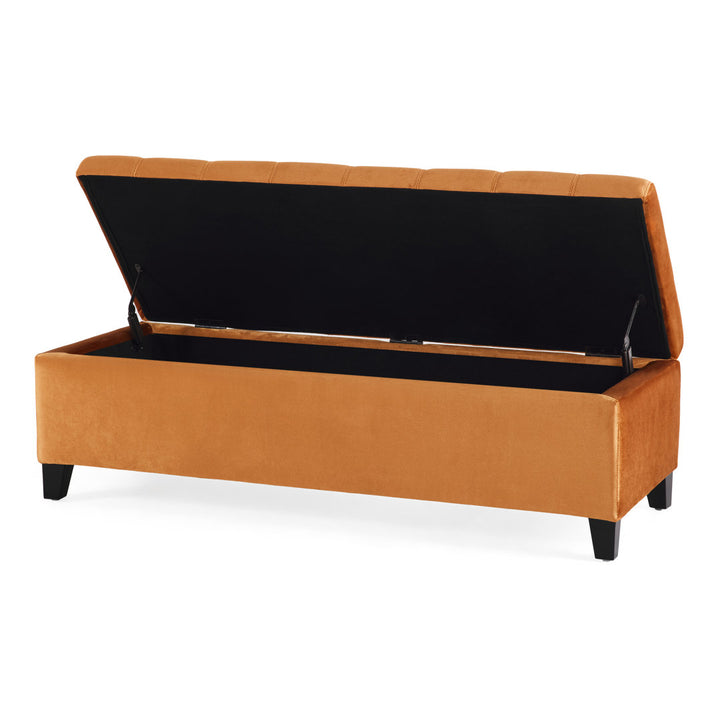 Idalynn 50.75" Wide Tufted Rectangle Storage Ottoman Lark Manor™ Body Fabric: Apricot Velvet