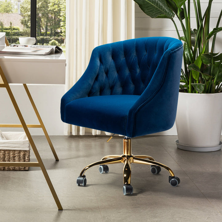 Louise 35.5'' H Velvet Hand-Curated Task Chair with Button Tufted Kelly Clarkson Home Upholstery Color: Navy Velvet