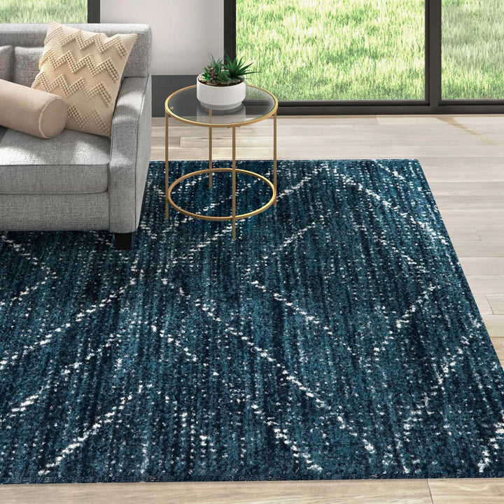 Beveridge Geometric Dark Blue Area Rug Mercury Row® Rug Size: Rectangle 7'10" x 10'