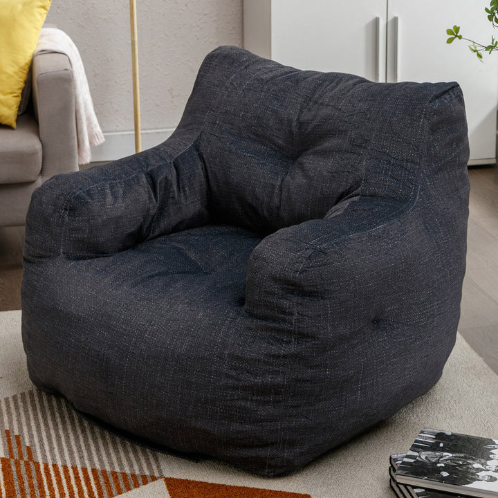 Medium Bean Bag Chair Viv + Rae™ Body Fabric: Dark Gray Teddy Linen