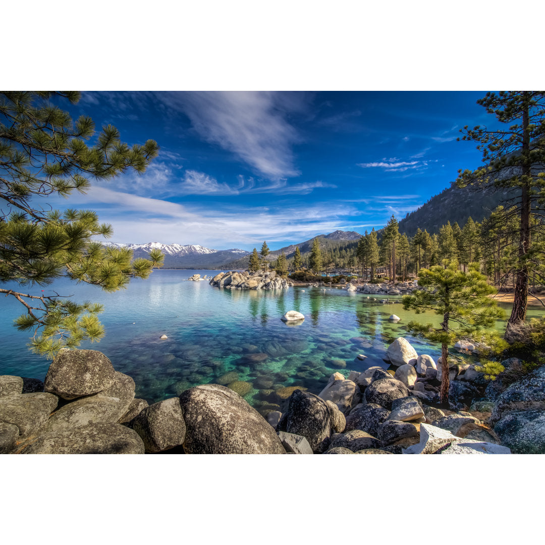 Lake Tahoe - Print Beachcrest Home™ Size: 24" H x 36" W   Format: Black Single Picture Framed, Mat Included: No
