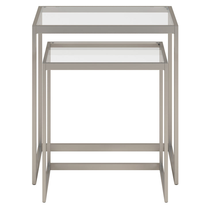 Rocco Glass Frame Nesting End Table Everly Quinn Table Base Color: Satin Nickel