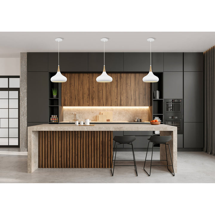 Braylon 1 - Light Single Teardrop Pendant Mercury Row® Size: 10" H x 10" W x 10" D Finish: Matte White/Burnished Brass