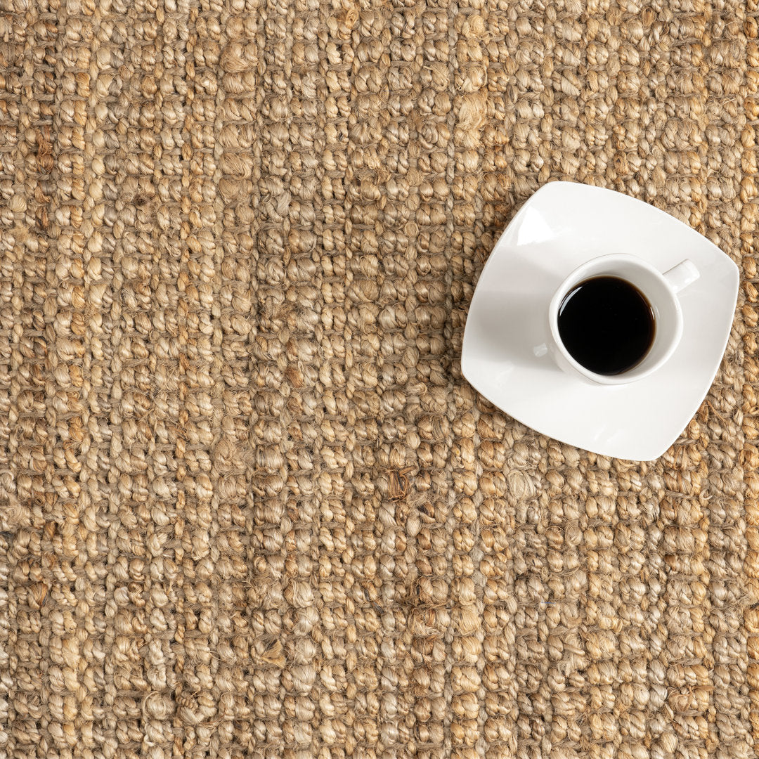 Isalena Handmade Flatweave Farmhouse Jute Area Rug in Natural Gracie Oaks Rug Size: Oval 5' x 8'