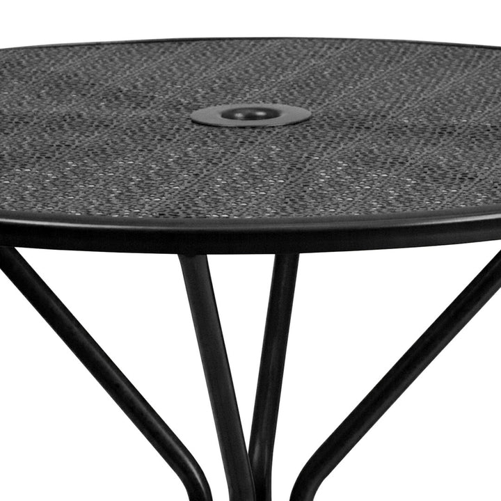 Chanea 35.25" Round Indoor-Outdoor Steel Patio Table-Umbrella Hole-Restaurant Seating Wade Logan®