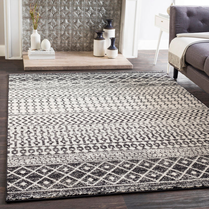 Lashavia Machine Woven Ivory/Dark Charcoal Area Rug Union Rustic Rug Size: Rectangle 7'10" x 11'
