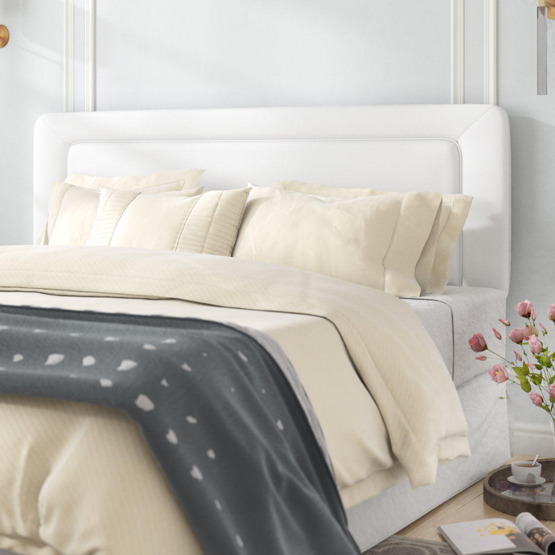 Rowberrow Upholstered Panel Headboard Mercury Row® Size: California King Upholstery: White Performance Microsuede