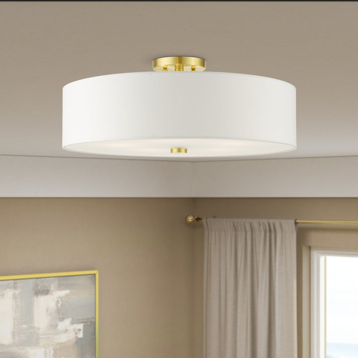 Flaire 5-Light 22" Semi Flush Mount Joss & Main Shade Color: Off-White Fixture Finish: Satin Brass