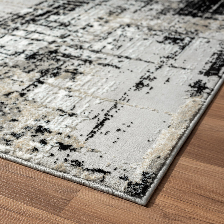 Kailianna Abstract Black/White Area Rug 17 Stories Rug Size: Rectangle 9' x 12'