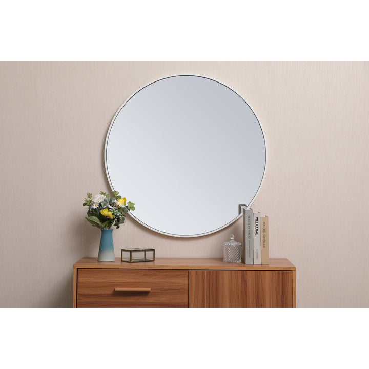 Sabine Metal Round Wall Mirror RE/FINE™ Size: 21" x 21" Finish: White