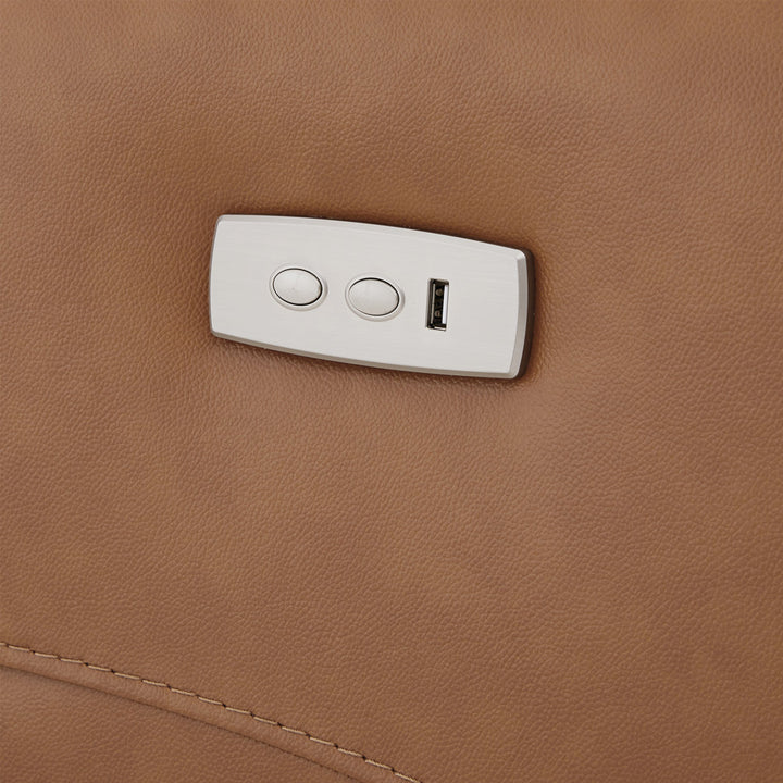 Arrianna-Fiona Genuine Leather Swivel Power Recliner Wade Logan® Upholstery Color: Brown