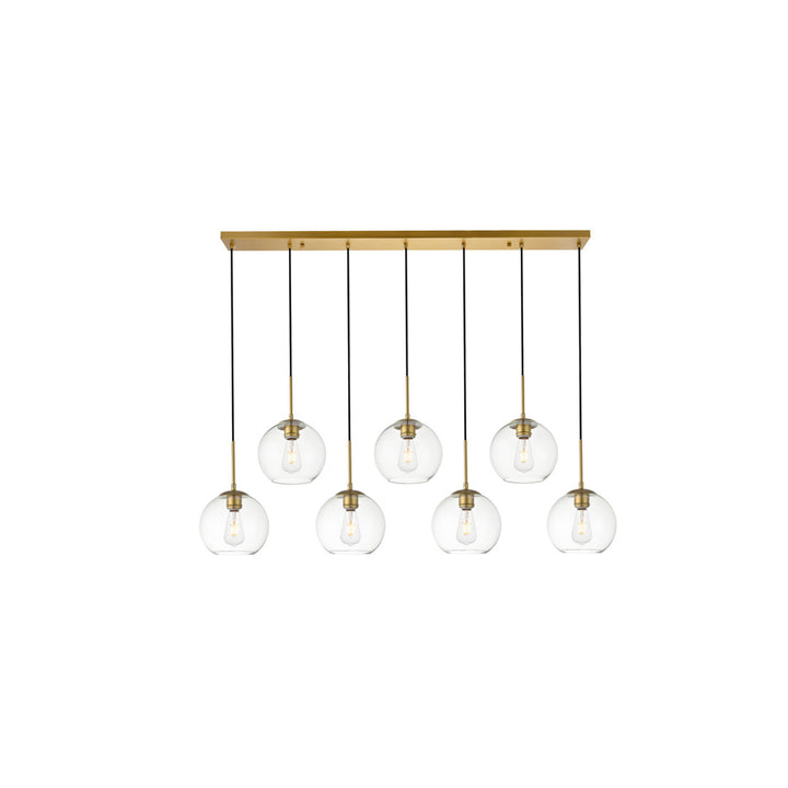 Jerricha 7 - Light Cluster Globe Pendant George Oliver Shade Color/Pattern: Clear Finish: Brass